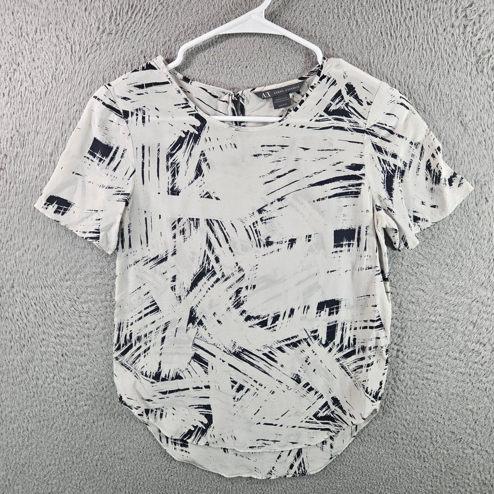 Armani Exchange Abstract Print Short Sleeve Top Womens XXS TTP